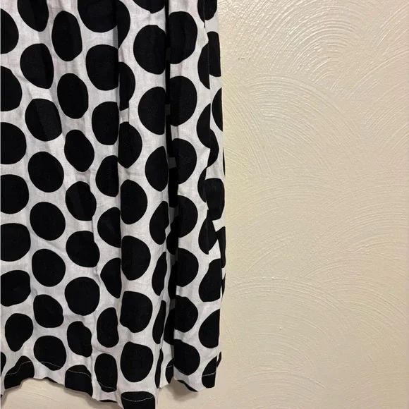 Who What Wear XL Black White Polka Dot Linen Blend Midi Dress - Picture 6 of 7